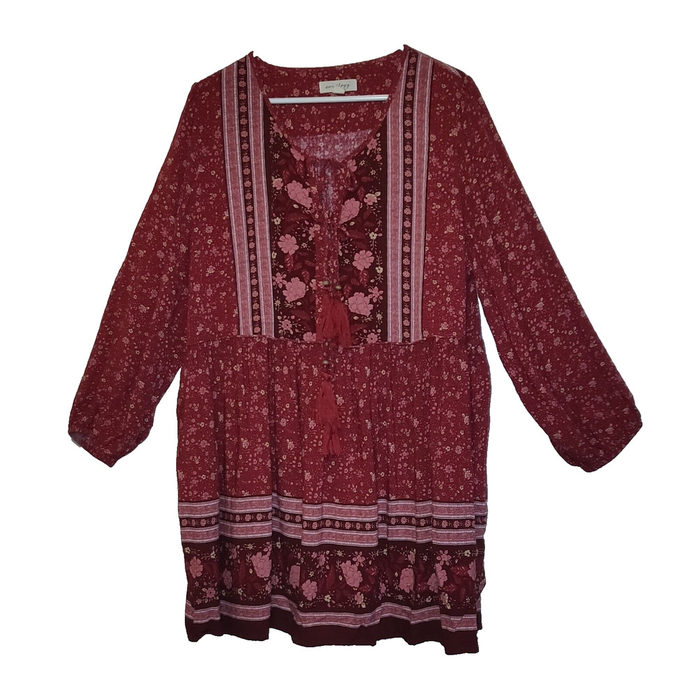 Aveology Boho Floral Top PLUS SIZE 20 Cottage Core TASSELS Hippie Bohemian